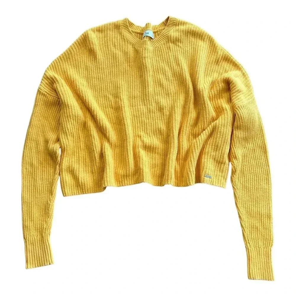 Hollister Mustard Yellow Knit Relaxed Sweater XS
